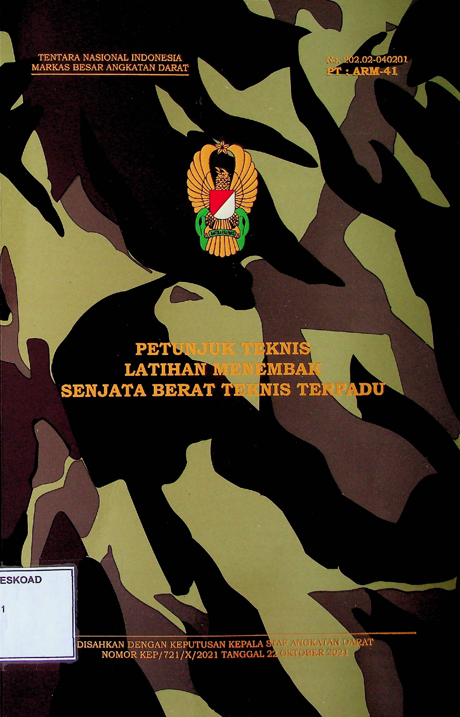 Petunjuk Teknis Latihan Menembak Senjata Berat Teknis Terpadu